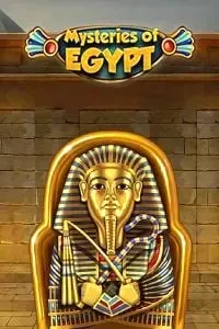 Golden pharaoh sarcophagus in Mysteries of Egypt slot game cover